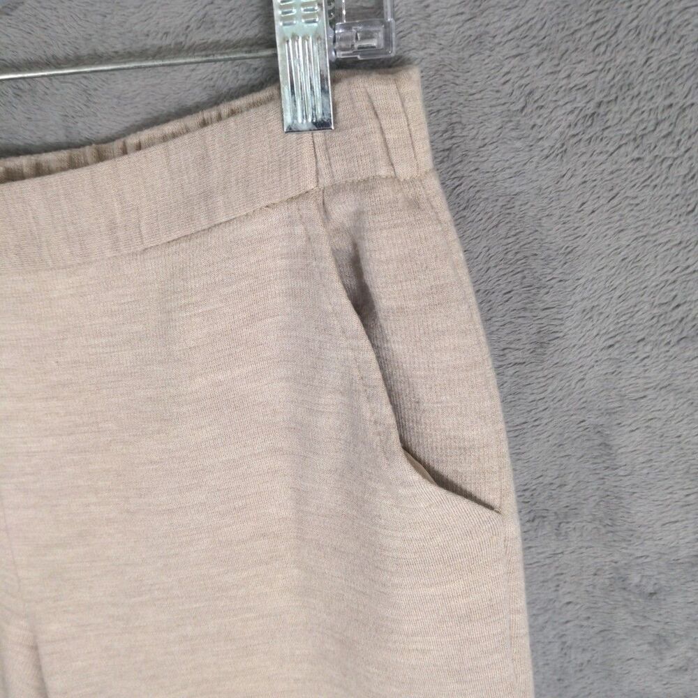 St. John Knit Pants Size M Oatmeal 100% Wool Pull On Capri Quiet Luxury Casual - Picture 3 of 8